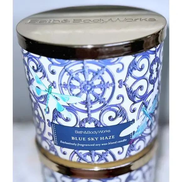 Lot of 2 Bath & Body Works Blue Sky Haze Large 3-Wick Candle 14.5oz - Picture 3 of 6